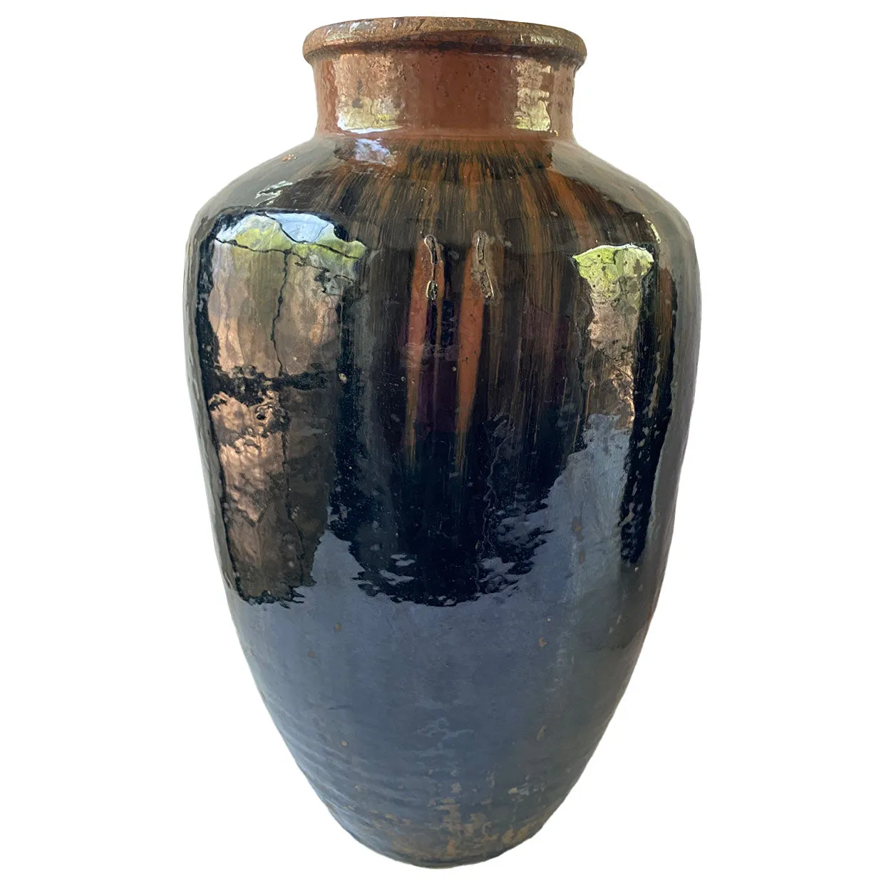 Large Chinese Stoneware Pottery Hare’s Fur Glaze Jar