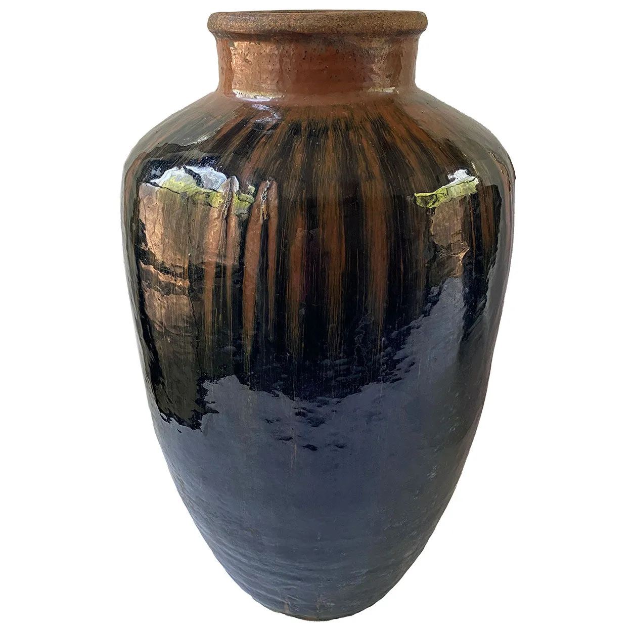 Large Chinese Stoneware Pottery Hare’s Fur Glaze Jar