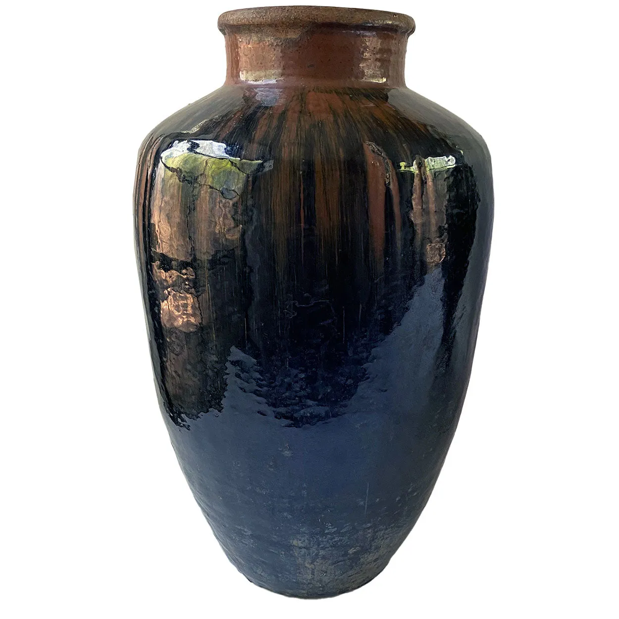 Large Chinese Stoneware Pottery Hare’s Fur Glaze Jar