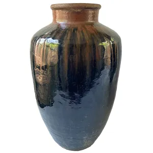 Large Chinese Stoneware Pottery Hare’s Fur Glaze Jar