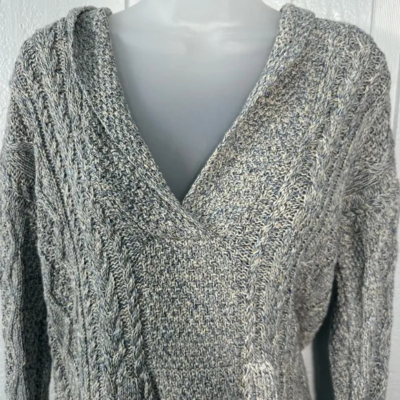 Lauren Ralph Lauren Cable Cotton Hooded Poncho Sweater Size Small NWT