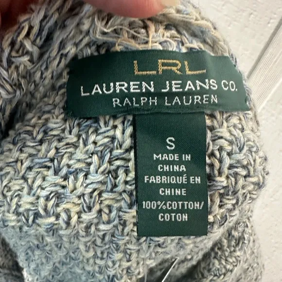 Lauren Ralph Lauren Cable Cotton Hooded Poncho Sweater Size Small NWT