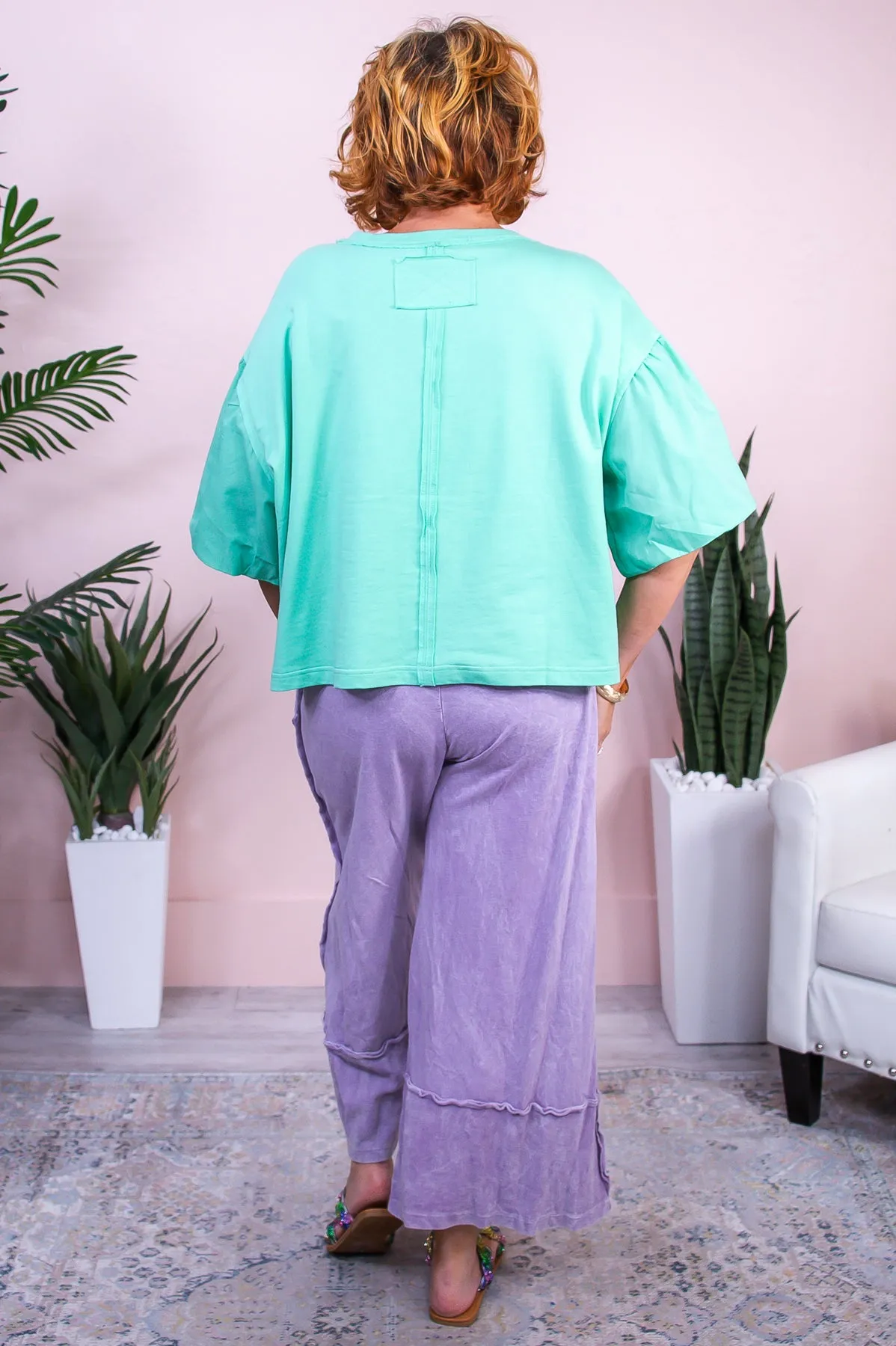 Layover In Laguna Mint/Multi Color Floral Top - T9952MT