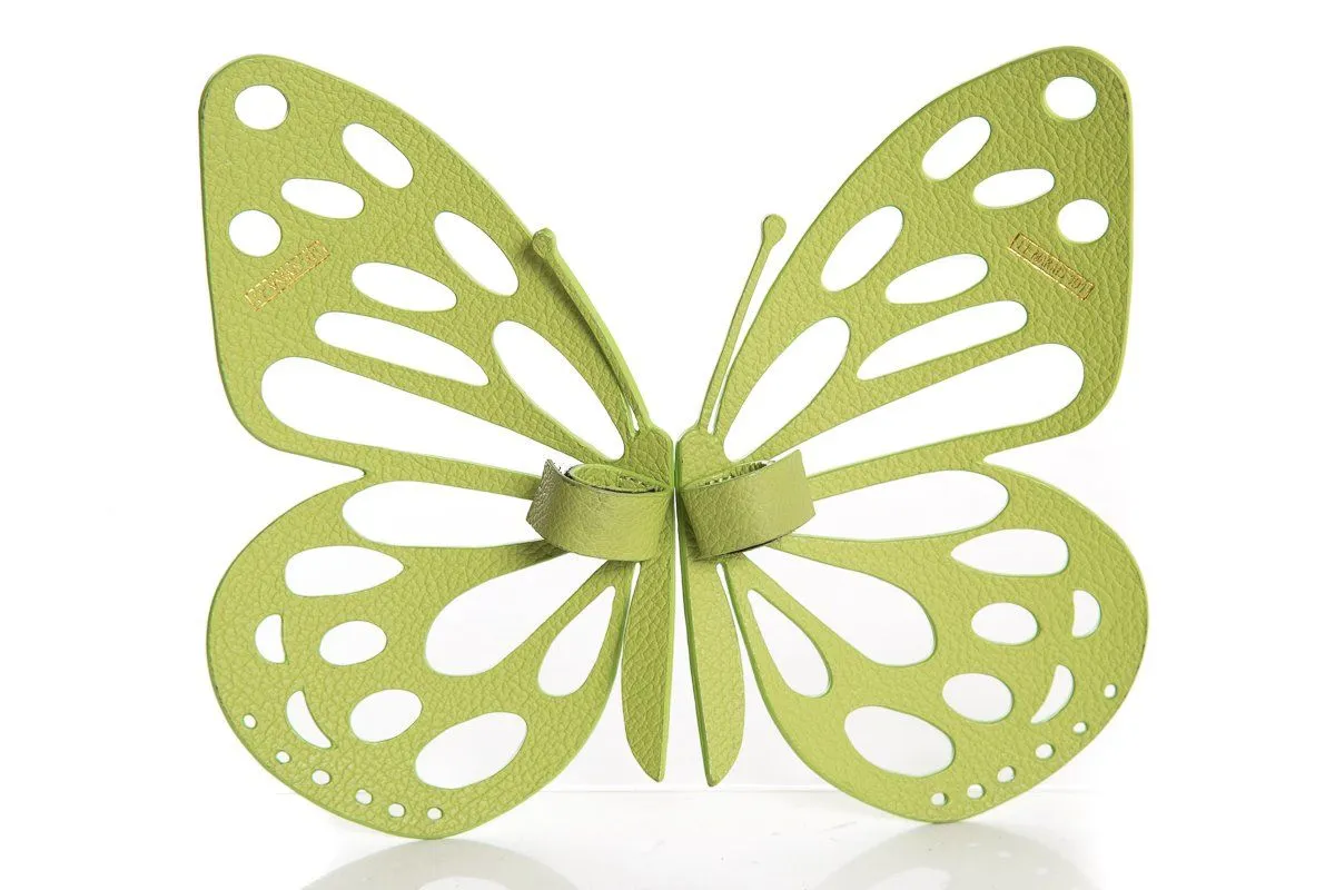 Le Marais 101 Green Butterfly Leather Handbag Embellishment