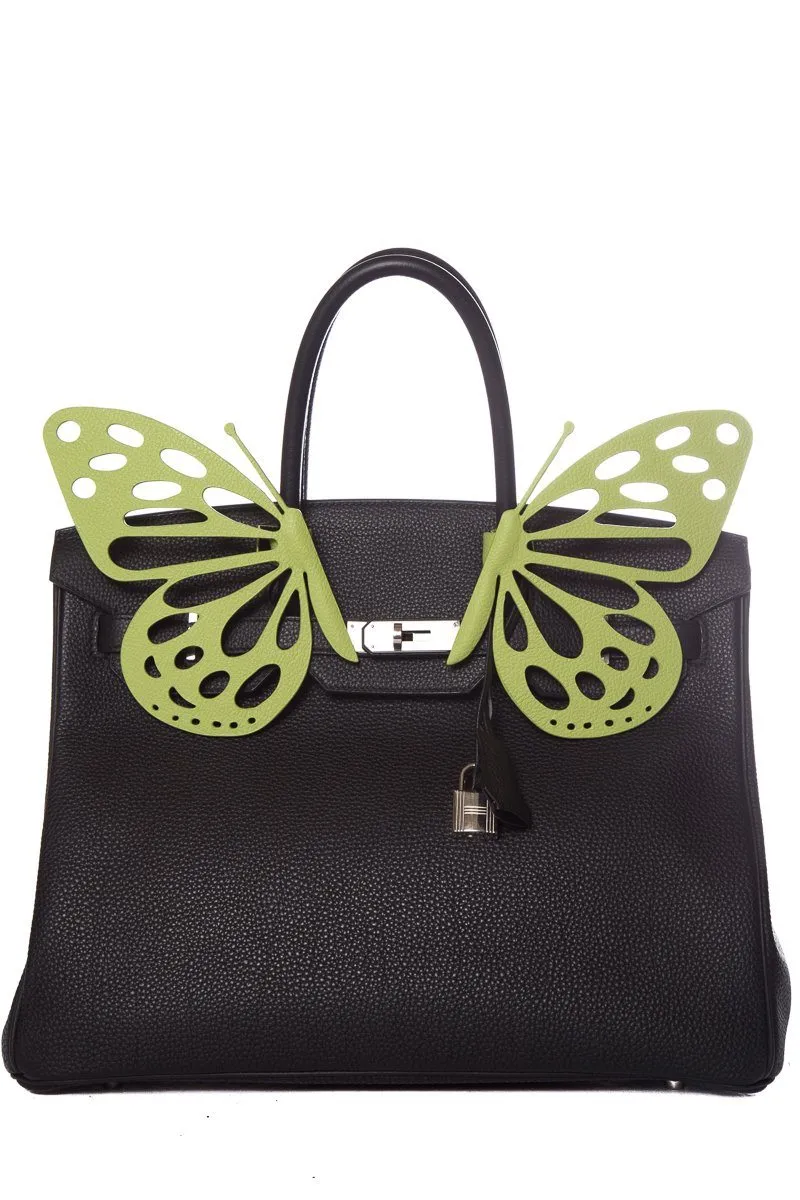 Le Marais 101 Green Butterfly Leather Handbag Embellishment