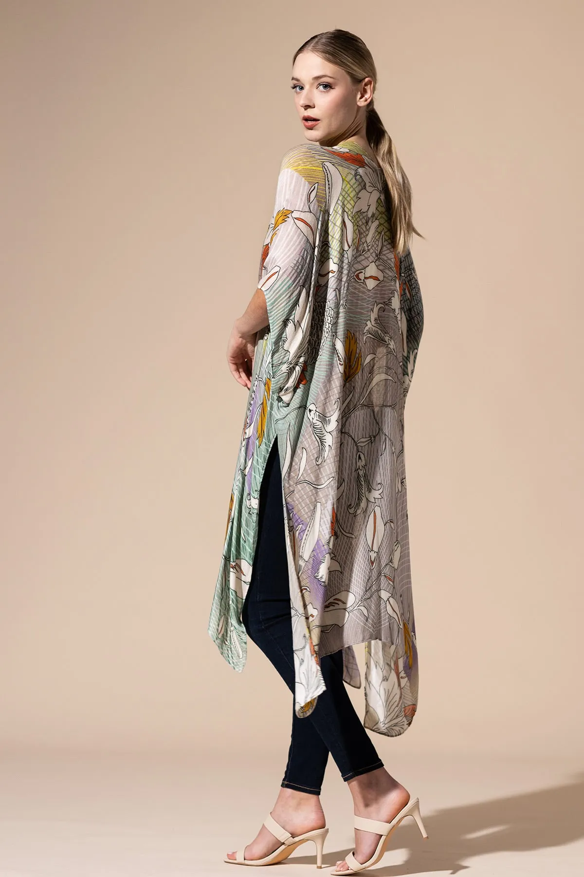 Leaf Floral Sketch Kimono