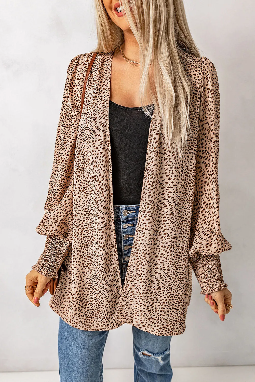 Leopard Print Balloon Sleeve Cardigan (2 Colors)