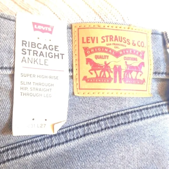 Levi's Women's Premium Ribcage Straight Ankle Gray Jeans Size 12 NWTG