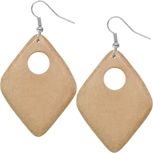 Light Brown Wooden Diamond Shaped Cutout Earrings