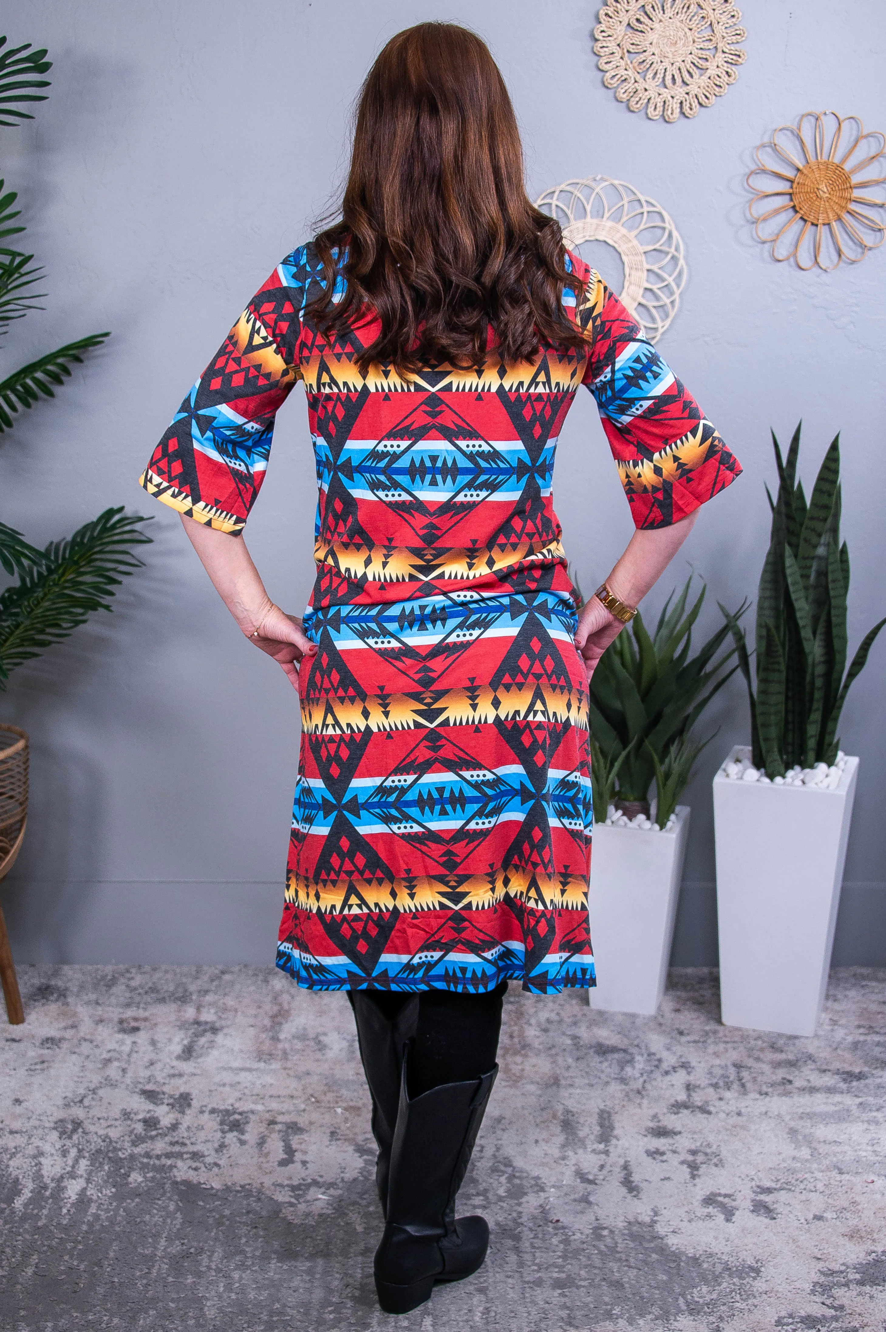 Light Of My Life Red/Multi Color Aztec Printed Kimono - O5593RD