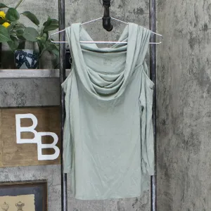Lisa Rinna Collection Women's Off-the-Shoulder Knit Top Shadow Green XS