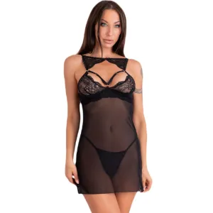 LIVCO CORSETTI FASHION - KROLINA LC 90734 CHEMISE   THONG BLACK S/M