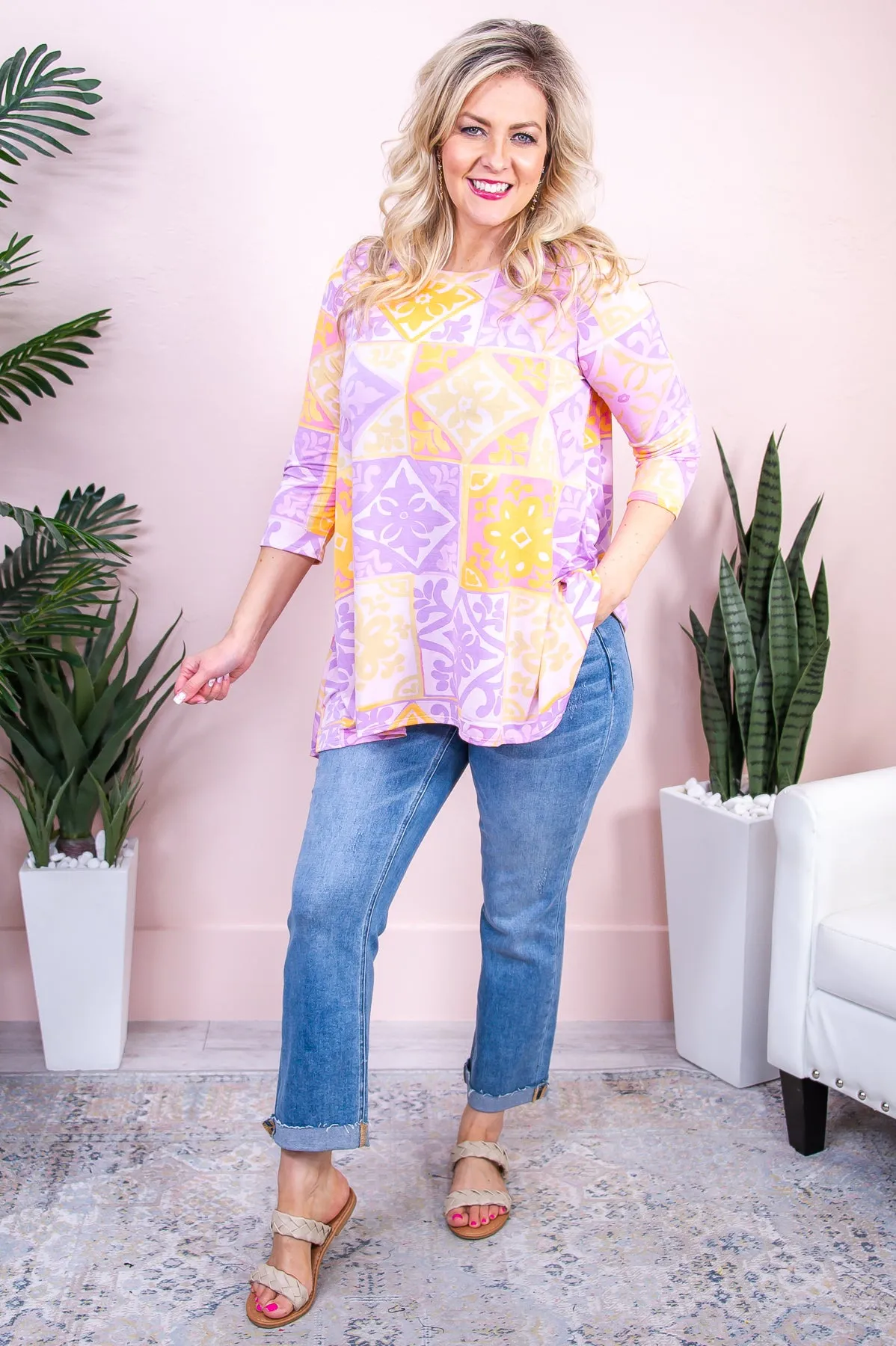 Living Legendary Lavender/Multi Color Printed Tunic - T8930LV