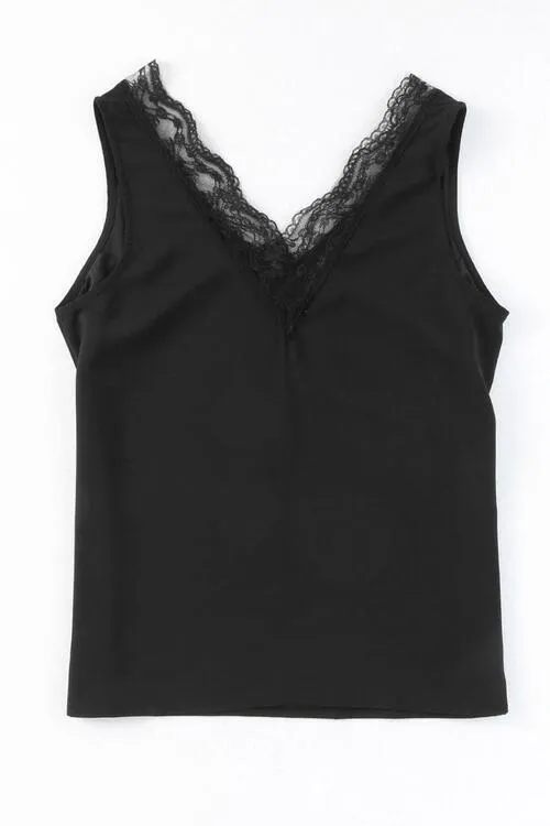 Loretta Lace Detail V-Neck Tank