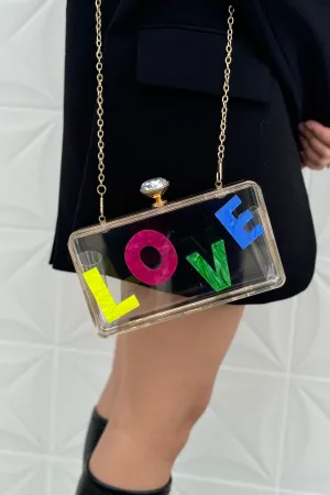LOVE Clear Acrylic Clutch