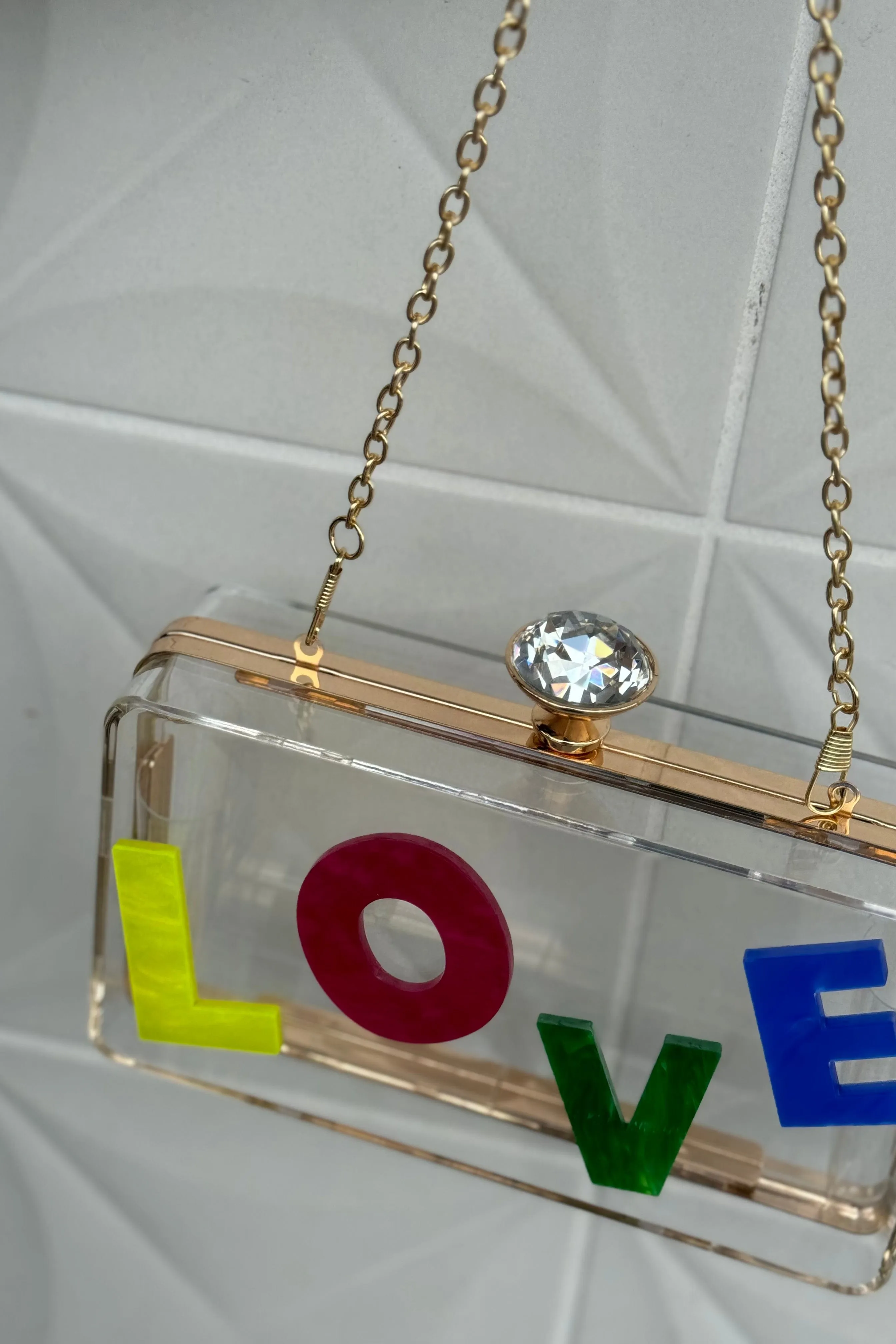 LOVE Clear Acrylic Clutch