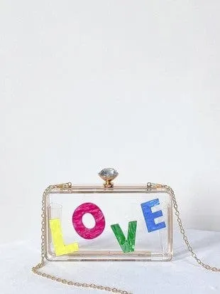 LOVE Clear Acrylic Clutch