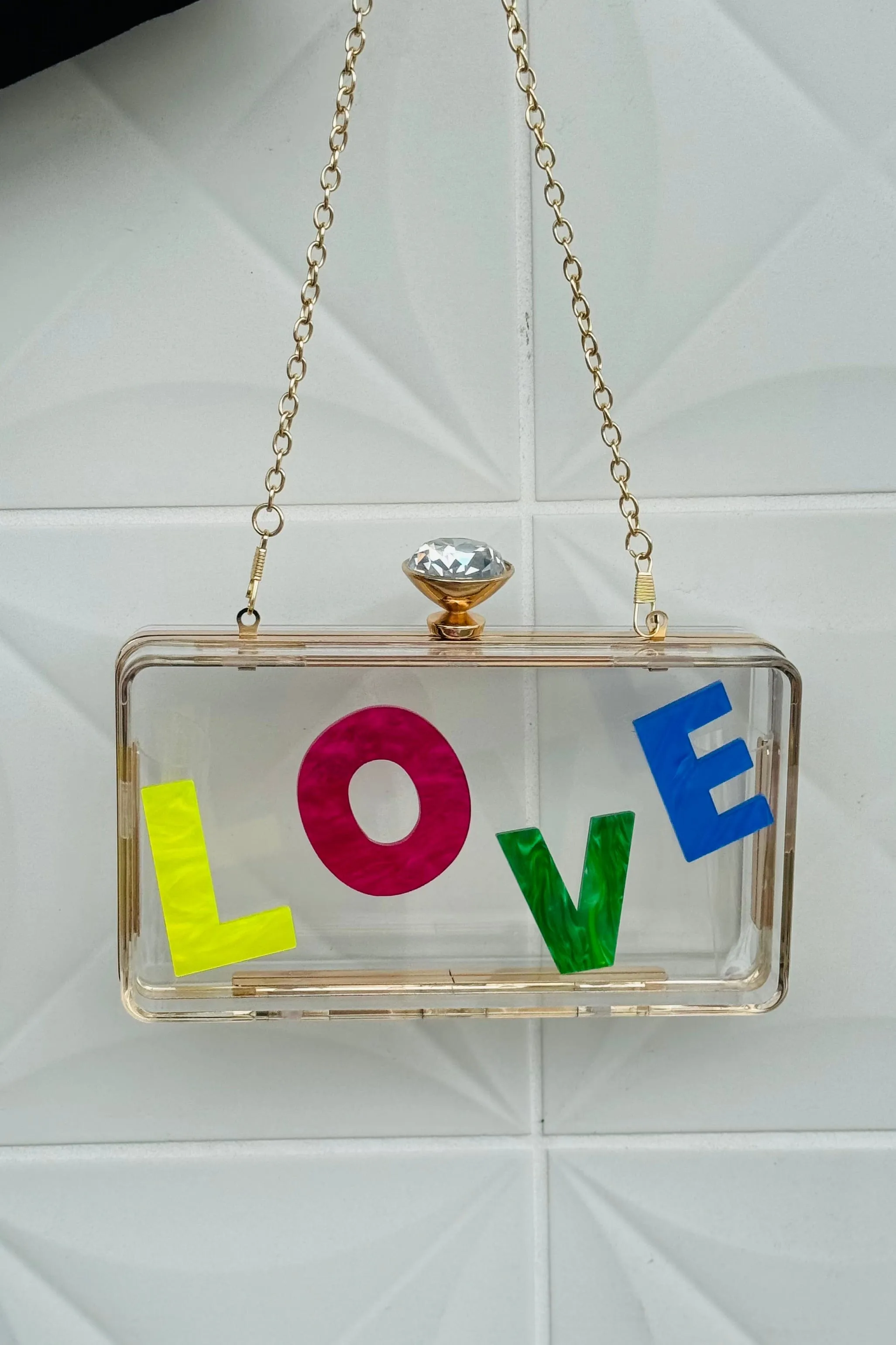 LOVE Clear Acrylic Clutch
