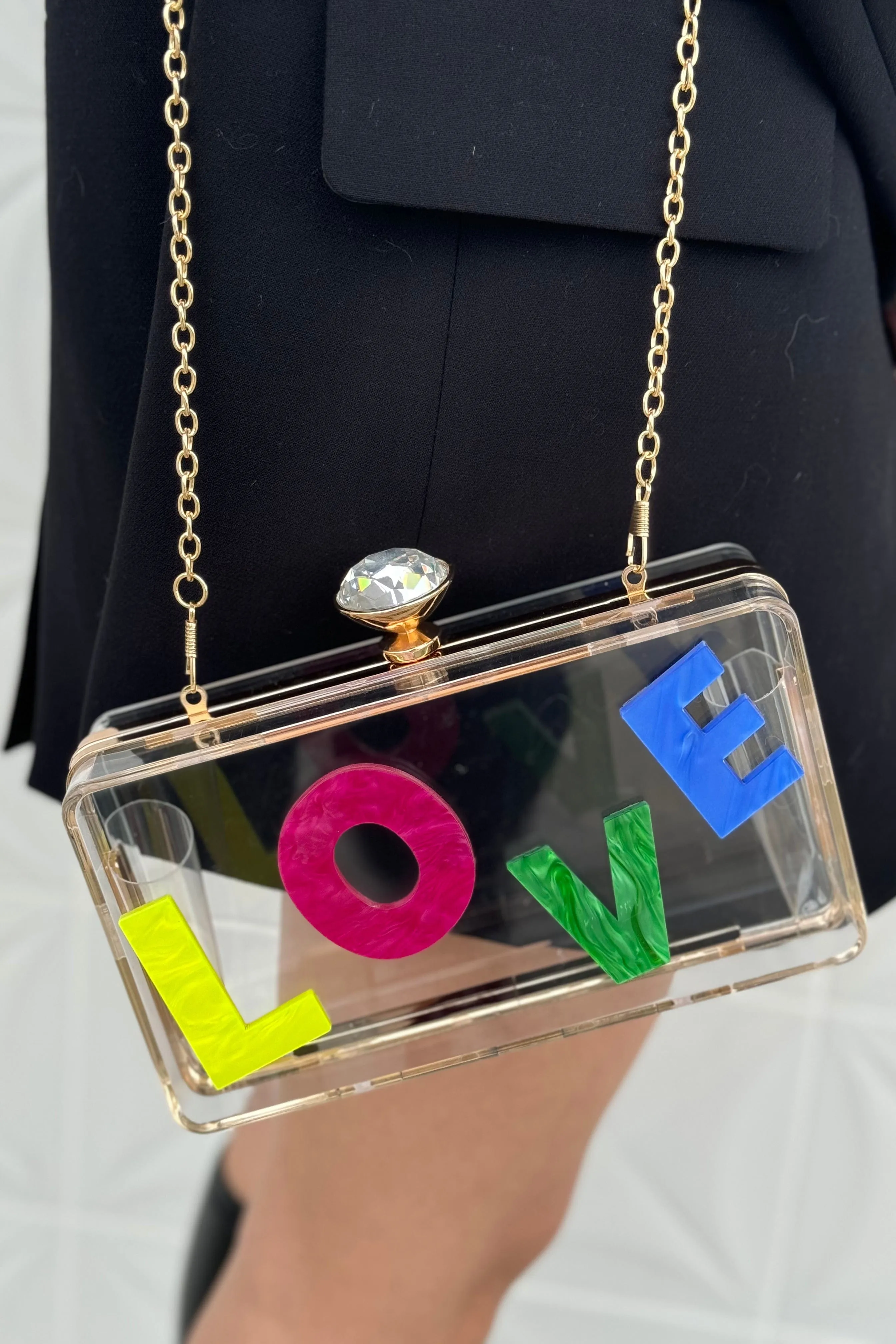 LOVE Clear Acrylic Clutch
