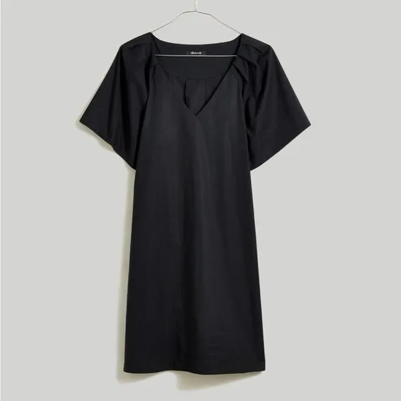Madewell Kuma V-Neck Mini Shirtdress dress black puff sleeves women’s Sz XL NWT
