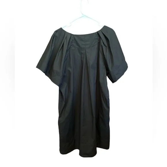 Madewell Kuma V-Neck Mini Shirtdress dress black puff sleeves women’s Sz XL NWT