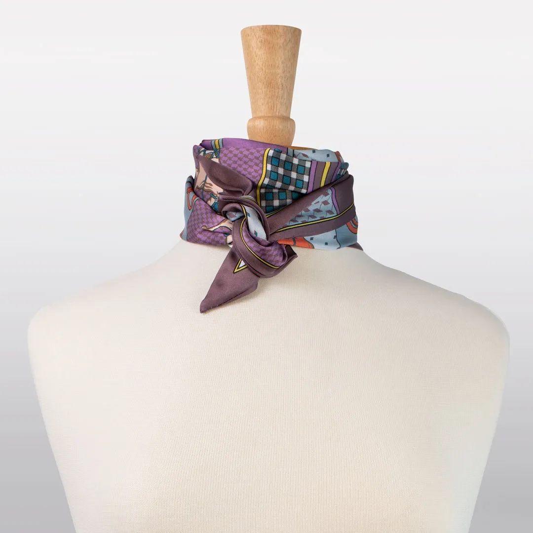 Madrigal - EQ and GEO Multi-Color Palette Motif Purple Scarf