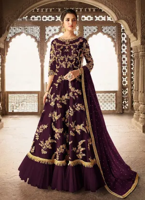 Magenta Overall Embellished Anarkali Suit