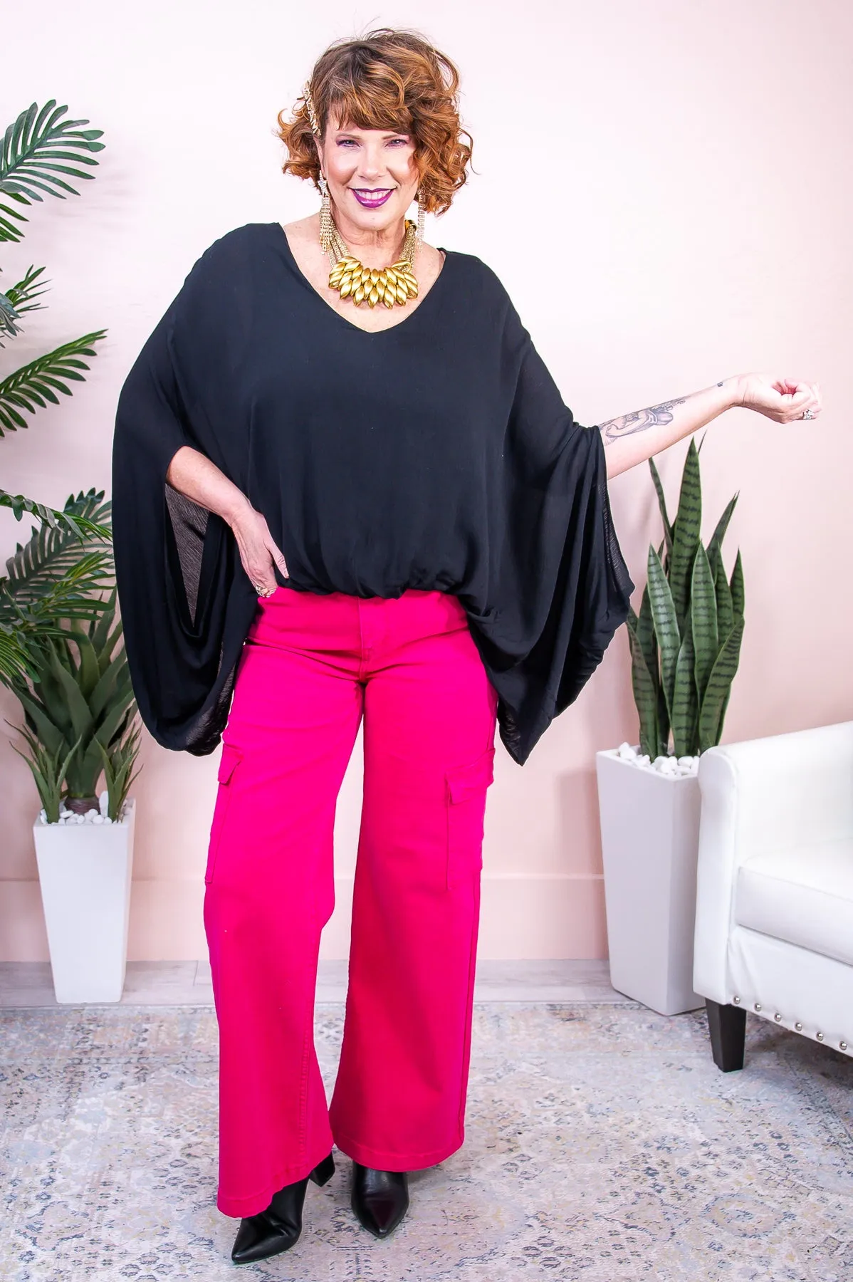 Making A Difference Black Solid Asymmetrical Top - T8810BK