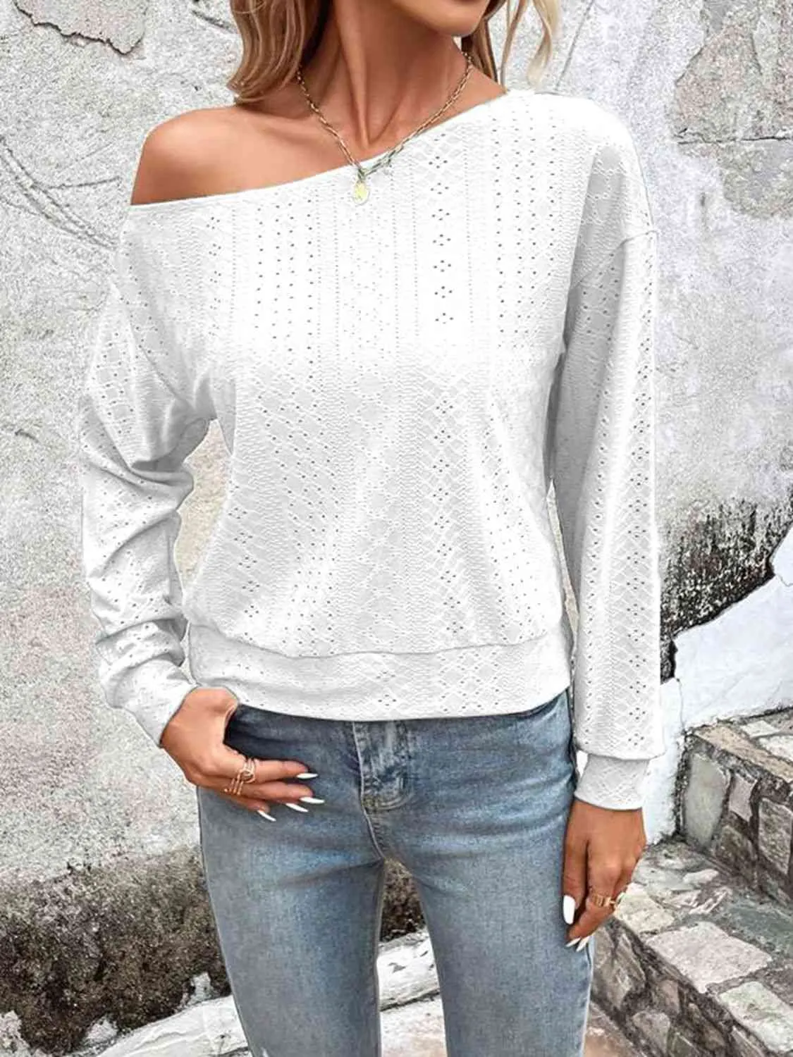 Mal Eyelet Dropped Shoulder Blouse
