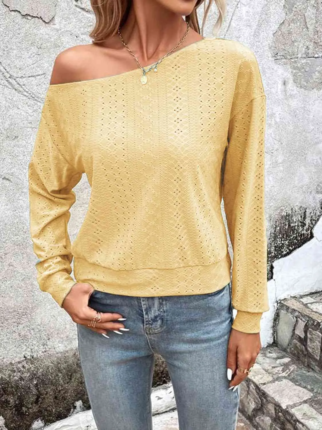 Mal Eyelet Dropped Shoulder Blouse