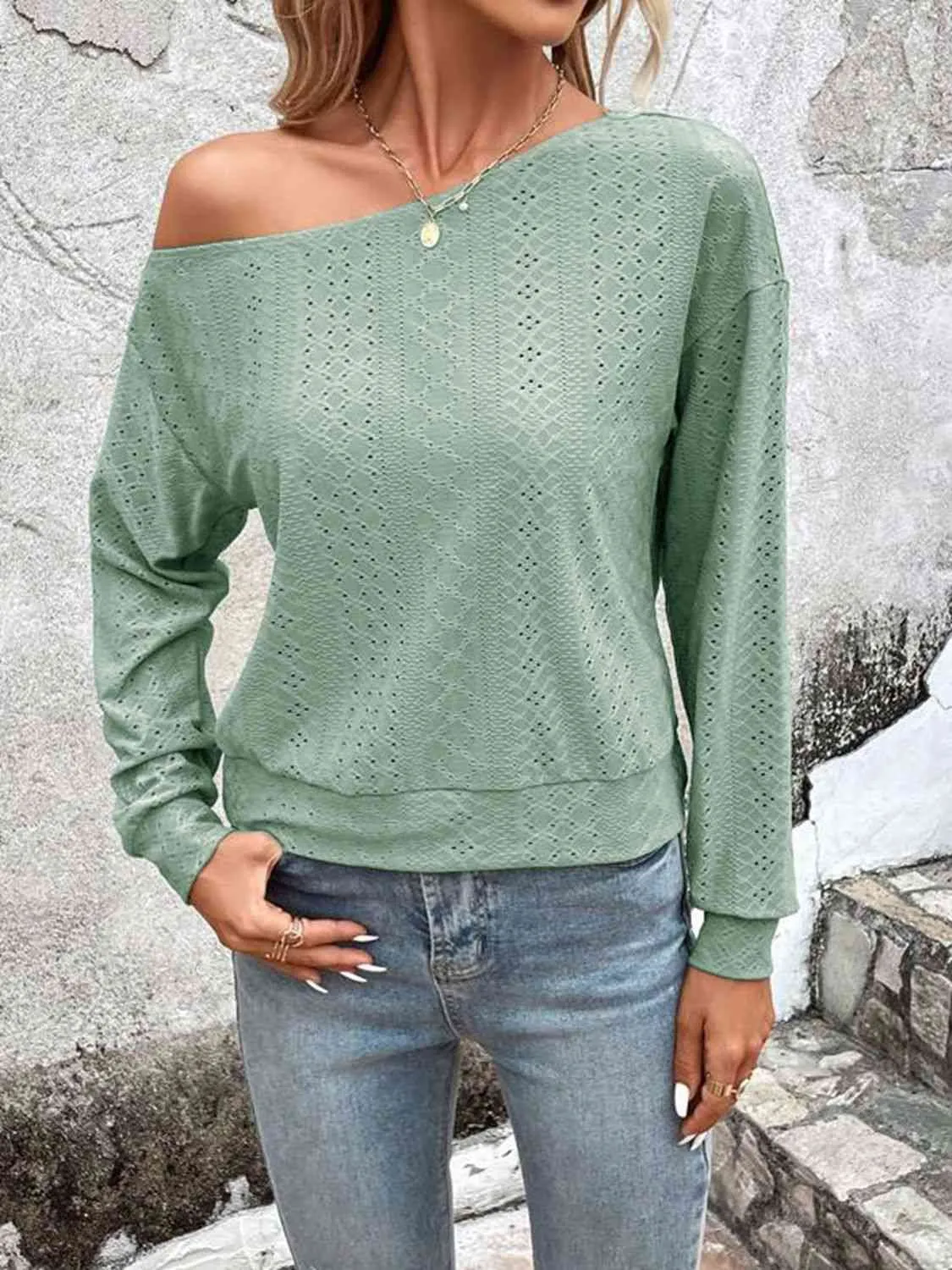 Mal Eyelet Dropped Shoulder Blouse