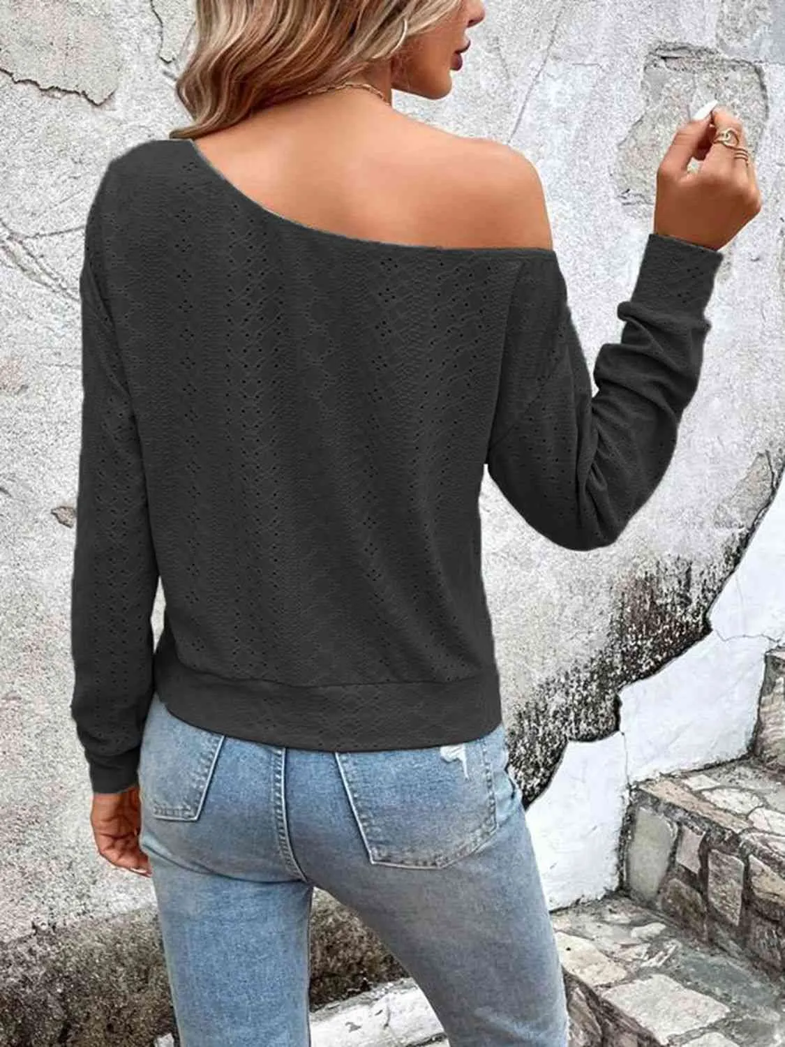 Mal Eyelet Dropped Shoulder Blouse