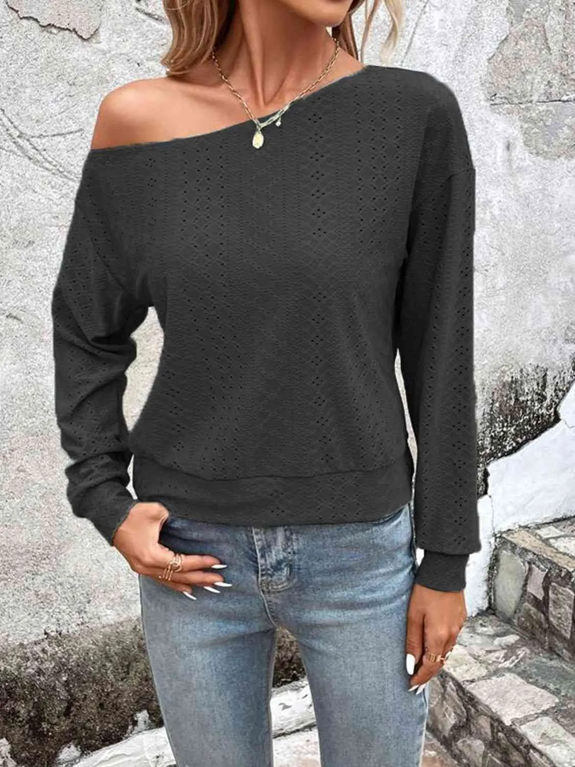 Mal Eyelet Dropped Shoulder Blouse