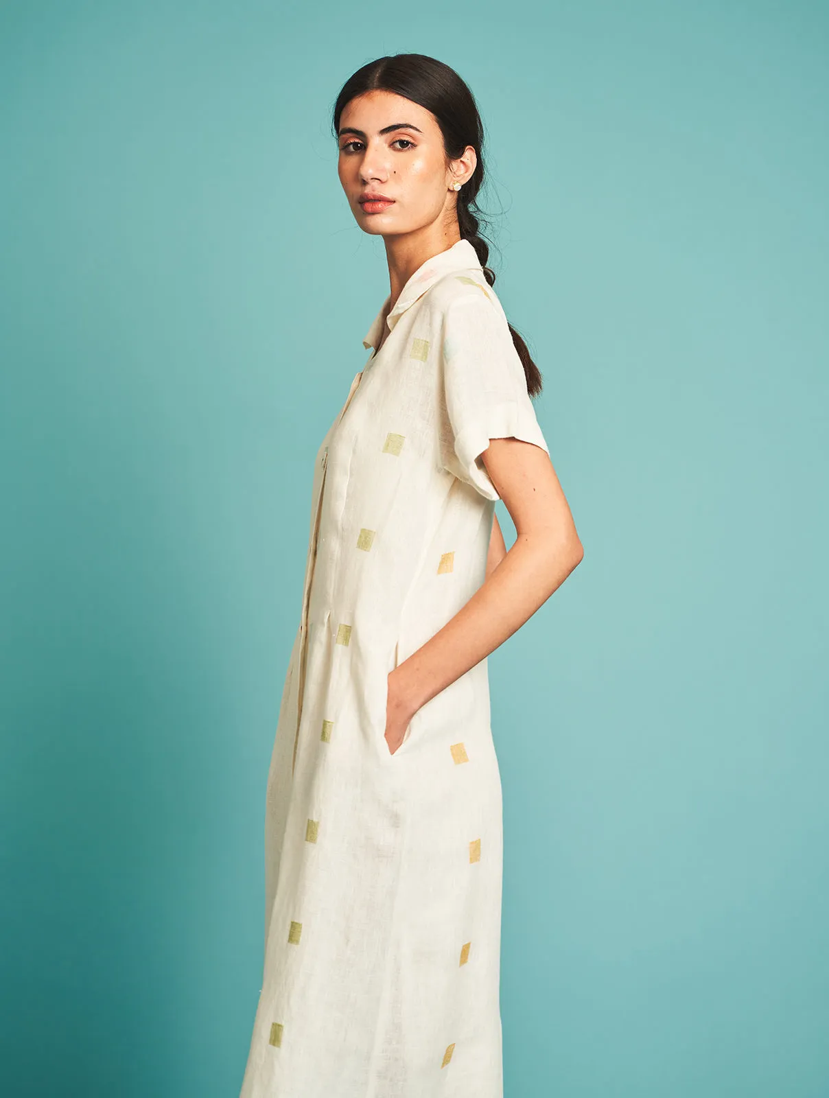 Manan   I   Kita Jamdani Linen Dress  Jamdani Collections