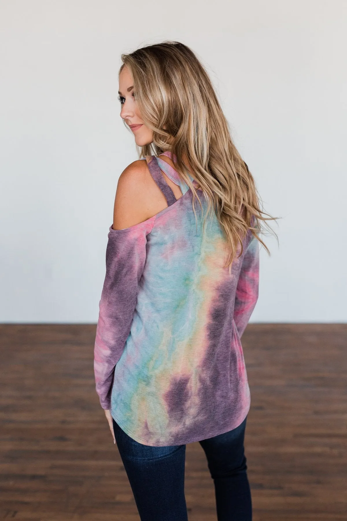 Many Ways To You Cold Shoulder Tie Dye Top- Multi-Color