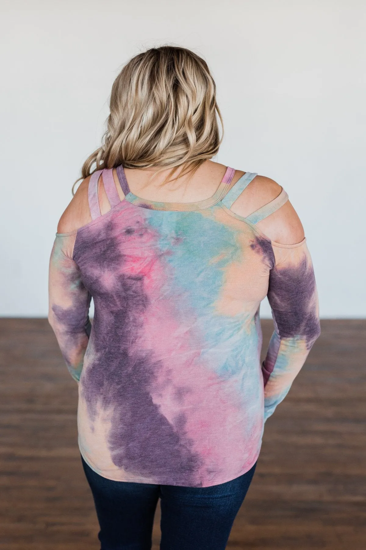 Many Ways To You Cold Shoulder Tie Dye Top- Multi-Color