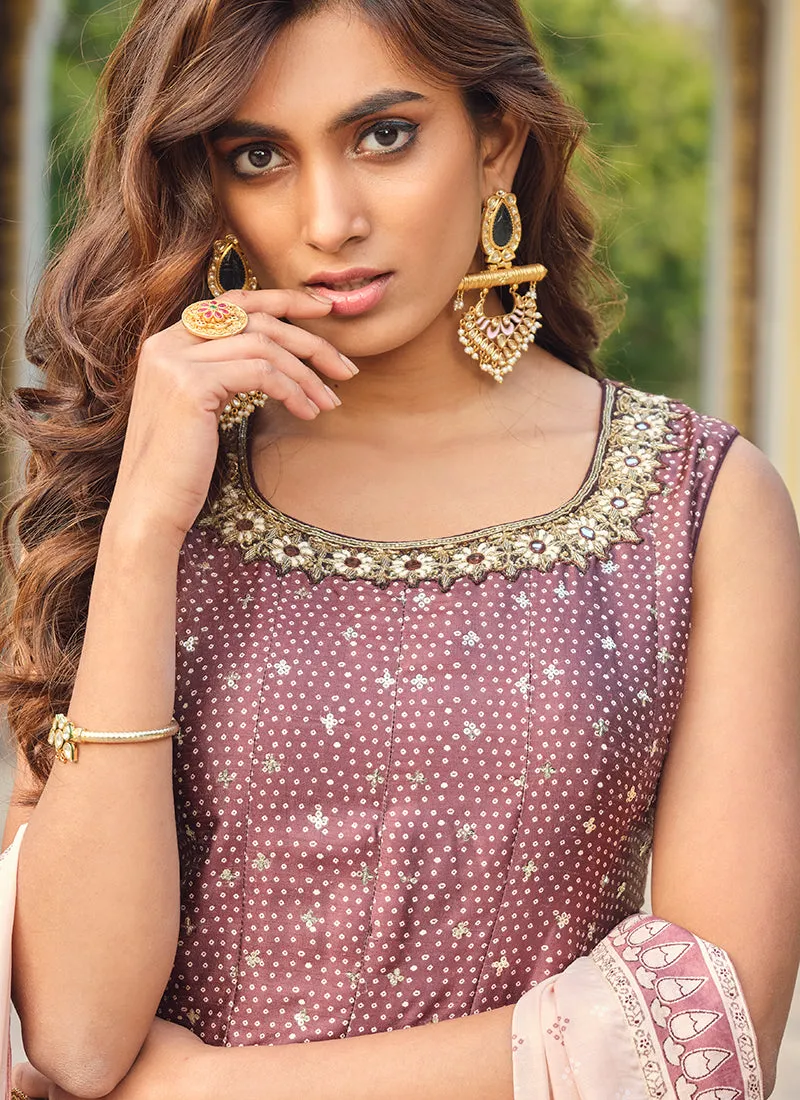 Mauve Purple Khatli Embroidered Traditional Anarkali Gown