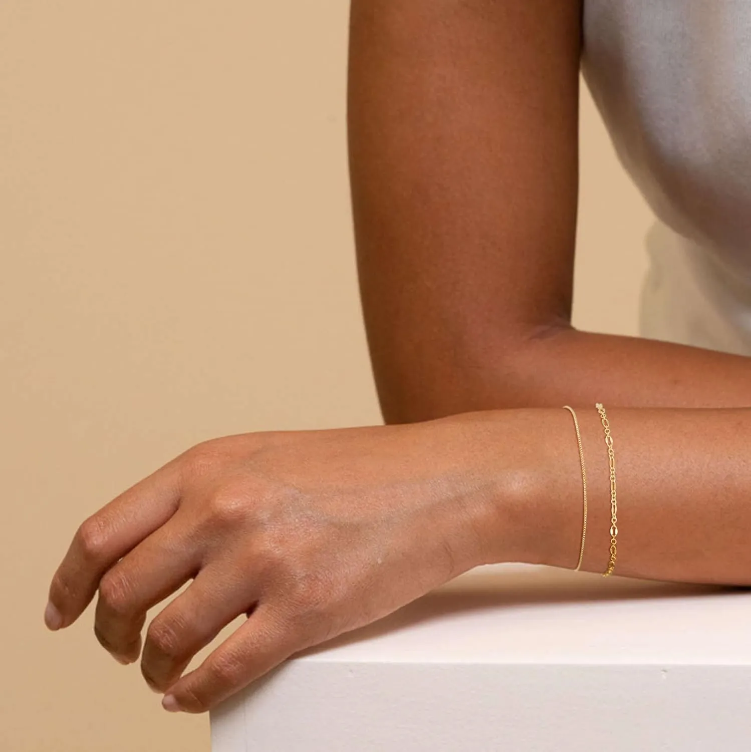 MBW Gold Bracelets for Women, 14K Dainty Gold Plated Stackable Bracelets for Women Trendy Gold Bracelet Stack Set Waterproof Chain Bracelets Paperclip Adjustable Tennis Minimalist Tiny Cute Jewelry