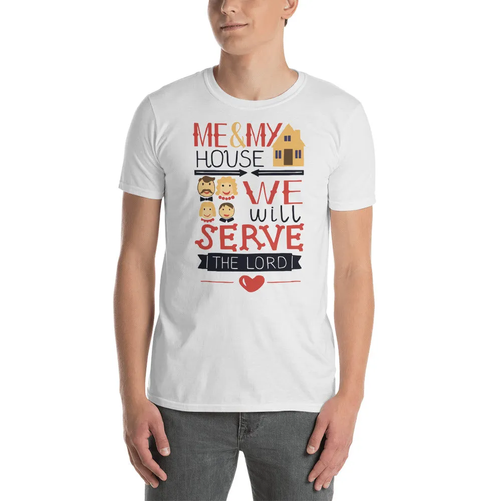 Me And My Household Will Serve The Lord T Shirt White Christian Religion, Bible Verses T Shirts for Men
