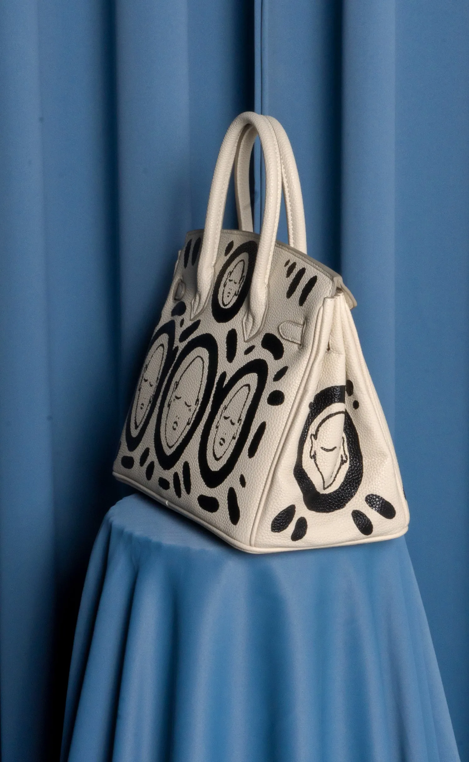 Medium Painted Vegan Leather Tote, 10x5x7