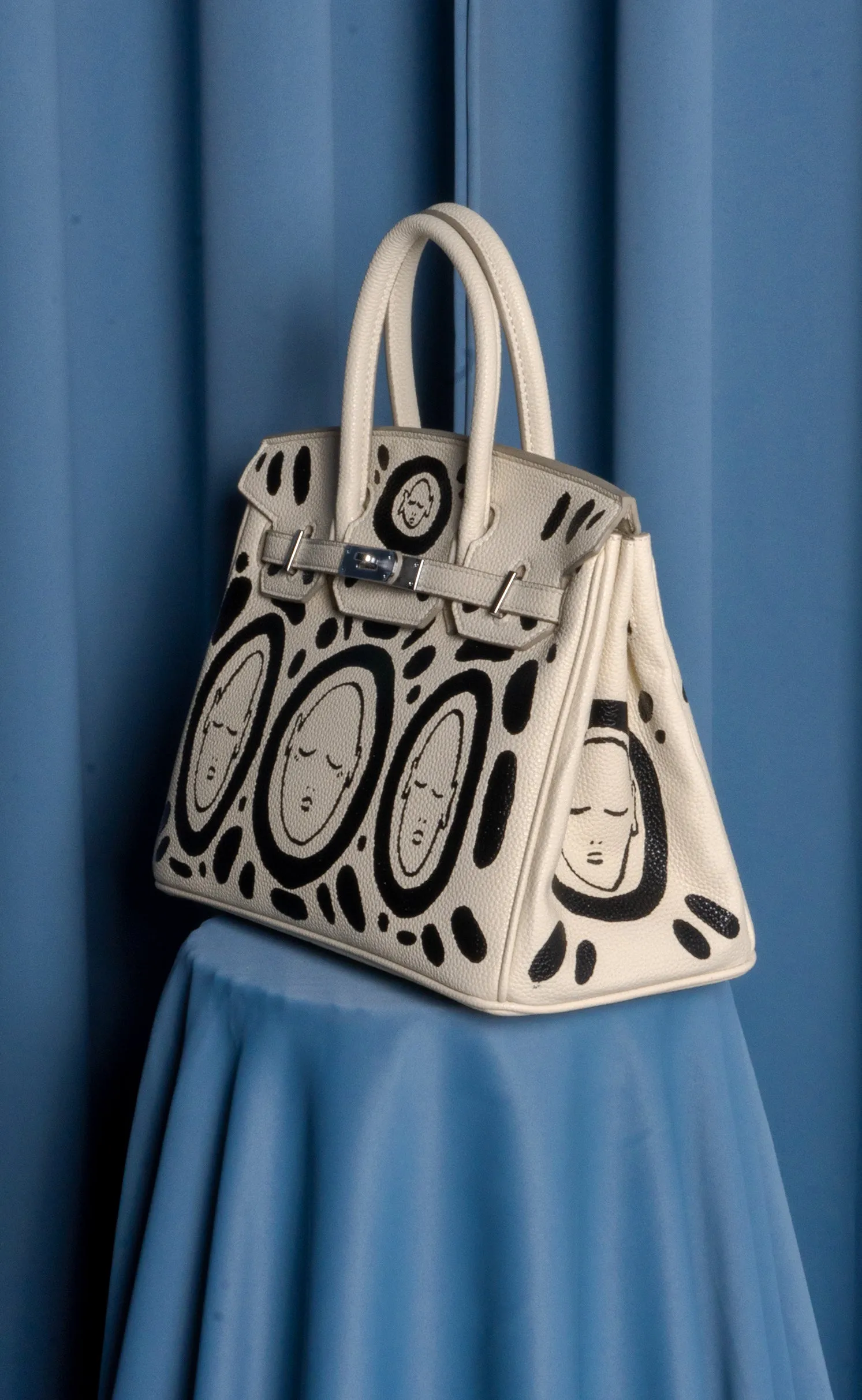 Medium Painted Vegan Leather Tote, 10x5x7