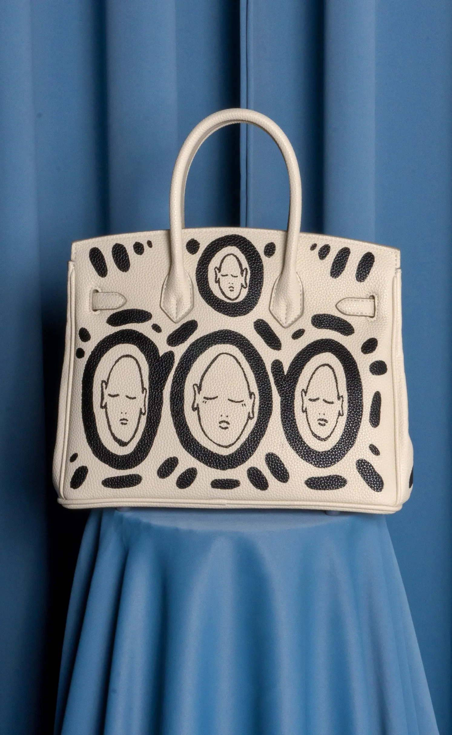 Medium Painted Vegan Leather Tote, 10x5x7