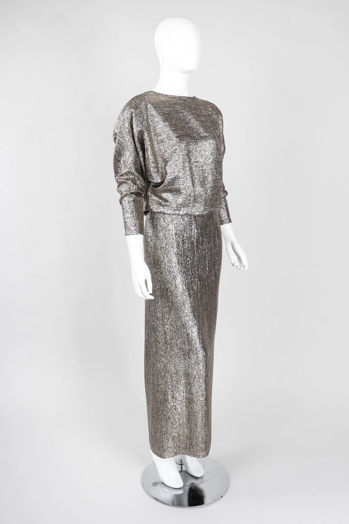 Metallic Cowl Back Dress
