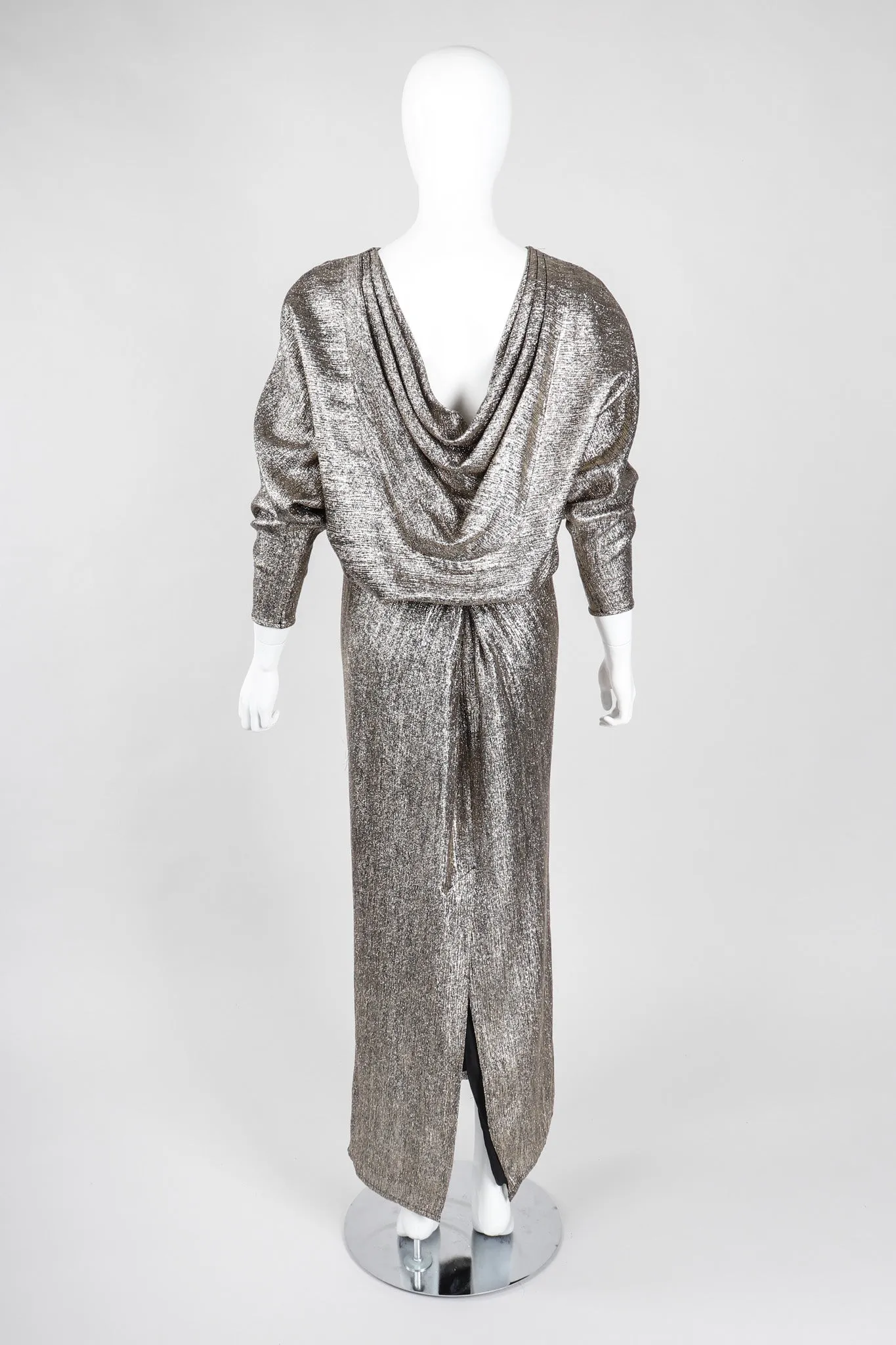Metallic Cowl Back Dress