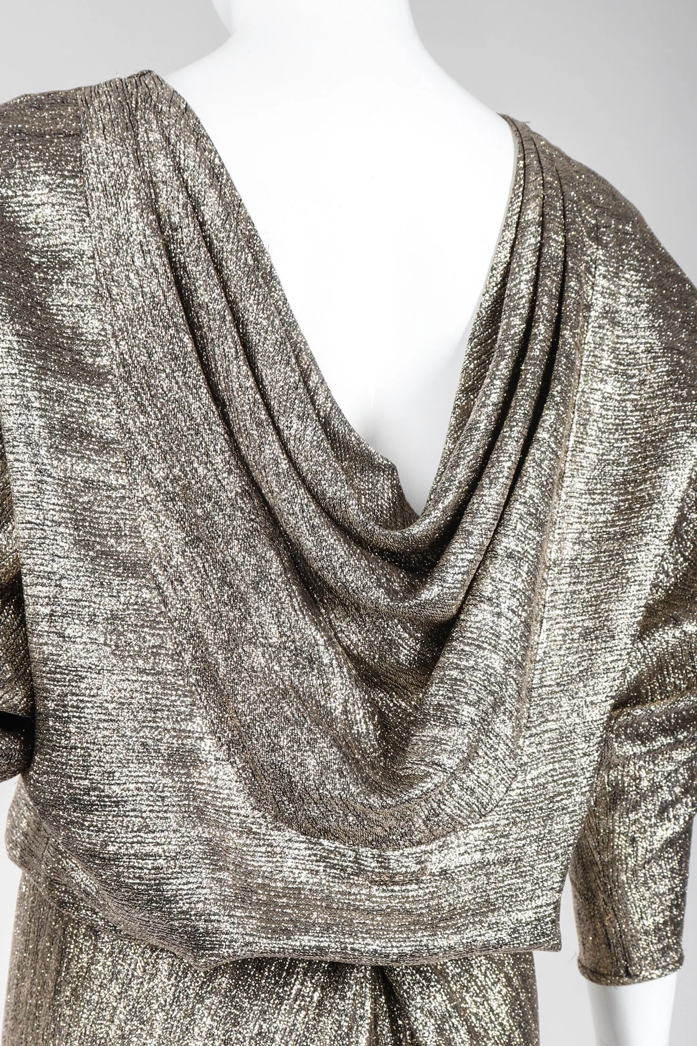 Metallic Cowl Back Dress