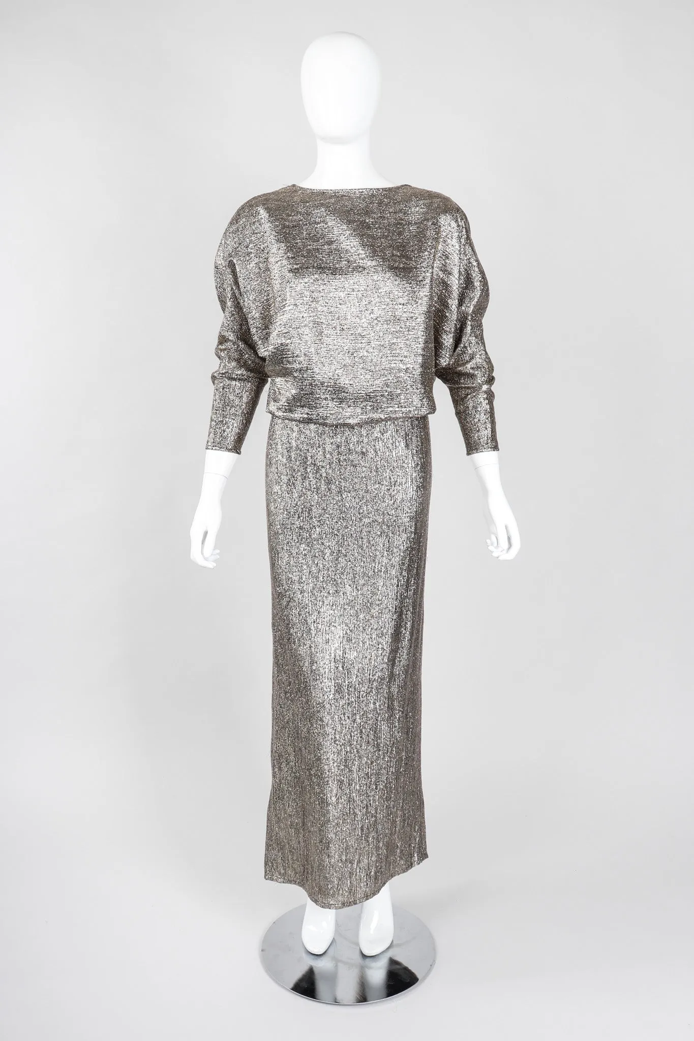 Metallic Cowl Back Dress