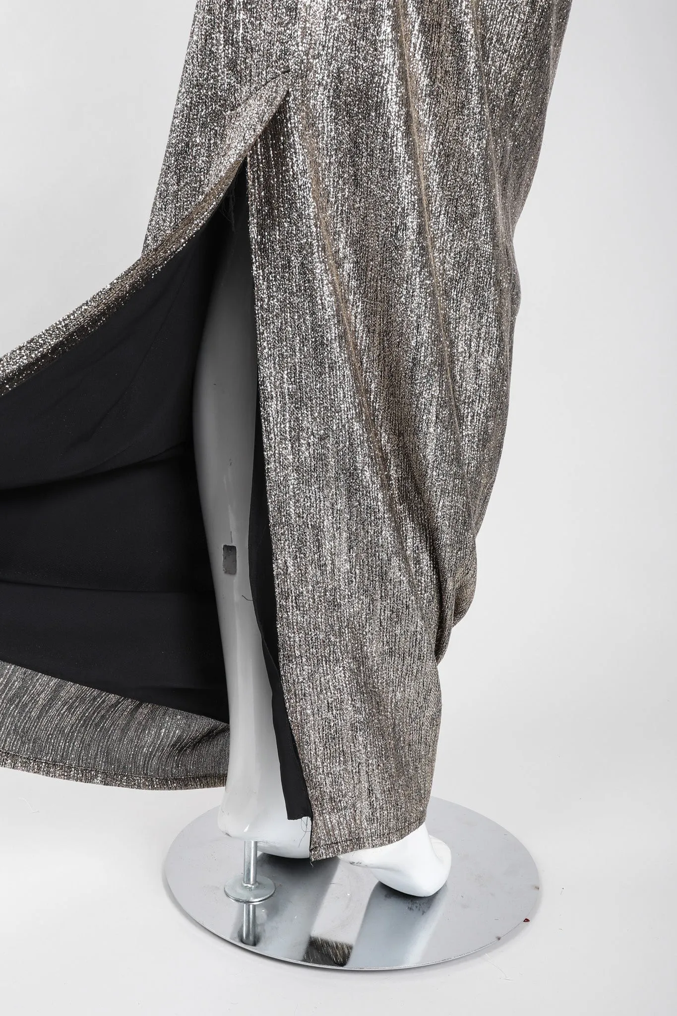 Metallic Cowl Back Dress
