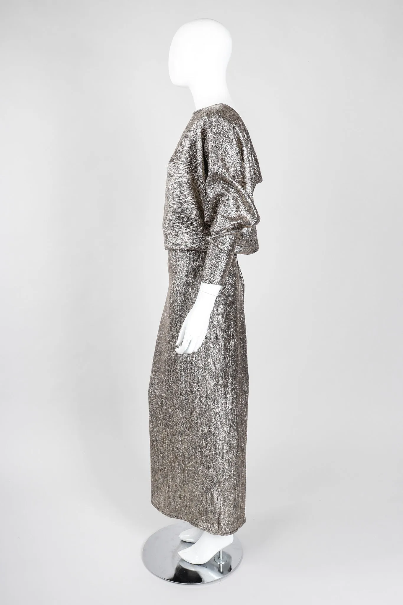 Metallic Cowl Back Dress