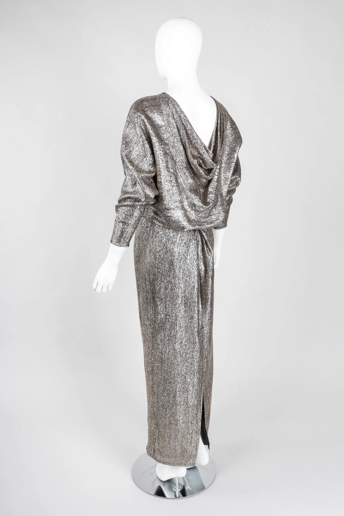 Metallic Cowl Back Dress