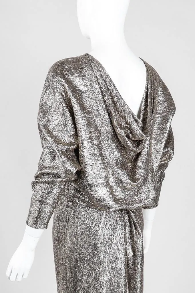 Metallic Cowl Back Dress